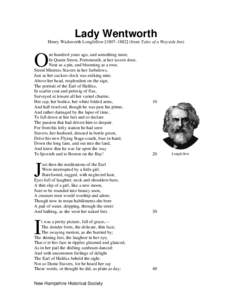 Lady Wentworth Henry Wadsworth Longfellow [1807–[removed]from Tales of a Wayside Inn) Poem  O