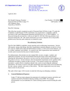 Office of Labor-Management Standards New York District Office 201 Varick Street, Suite 878 New York, NY[removed]3190 Fax: ([removed]