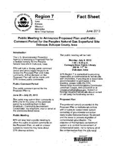 Fact Sheet for public meeting  and public comment period on the Proposed Plan