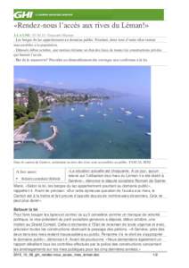 «Rendez-nous l’accès aux rives du Léman!» À LA UNEGiancarlo Mariani - Les berges du lac appartiennent au domaine public. Pourtant, deux tiers d’entre elles restent inaccessibles à la population. -