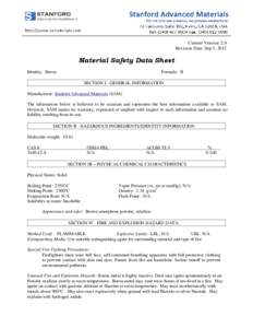 Current Version: 2.0 Revision Date: Sep 5, 2012 Material Safety Data Sheet Identity: Boron