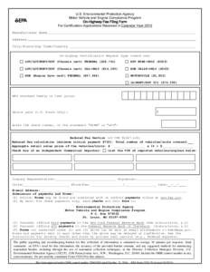 Motor Vehicle and Engine Compliance Program, On-Highway Fee Filing Form for Certification Applications Received in Calendar Year[removed]November 2014)