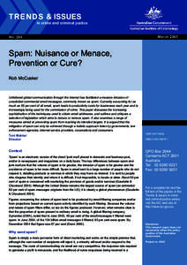 Spam : nuisance or menace, prevention or cure?