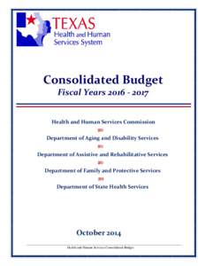 Consolidated Budget Fiscal Years[removed]Health and Human Services Commission  Department of Aging and Disability Services