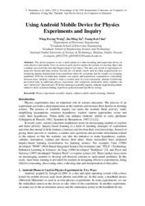 T. Hirashima et al. (EdsProceedings of the 19th International Conference on Computers in Education. Chiang Mai, Thailand: Asia-Pacific Society for Computers in Education Using Android Mobile Device for Physics