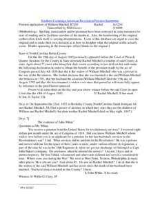 Southern Campaign American Revolution Pension Statements Pension application of William Mitchell R7281 Rachel fn32NC Transcribed by Will Graves[removed]