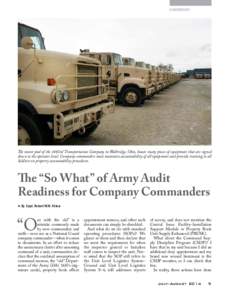 COMMENTARY  The motor pool of the 1483rd Transportation Company in Walbridge, Ohio, boasts many pieces of equipment that are signed down to the operator level. Company commanders must maintain accountability of all equip