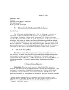 Finance / Regulation NMS / NASDAQ / Philadelphia Stock Exchange / Intermarket sweep order / Order / Securities Exchange Act / Market data / Market depth / Financial markets / Financial economics / Investment