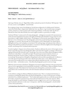 miguel abreu gallery PRESS RELEASE – Art |41|Basel – Art Unlimited (Hall[removed]U54) LIZ DESCHENES Tilt / Swing (360˚ field of vision, version 2) Dates: June 16 – June 20, 2010 (preview June 14) Opening on Monday, 