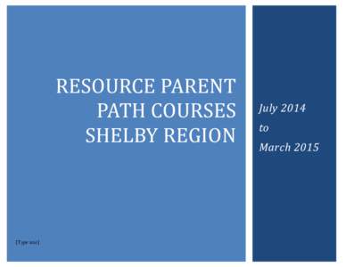 Resource Parent Training for Trainers or STAFF Courses