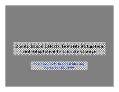 Rhode Island Efforts Towards Mitigation and Adaptation to Climate Change