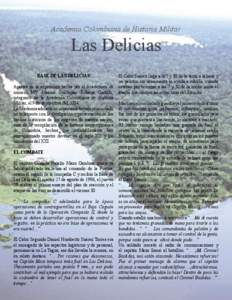 Academia Colombiana de Historia Militar  Las Delicias BASE DE LAS DELICIAS Apartes de la exposición hecha por el Académico de