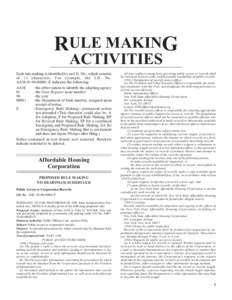 RULE MAKING ACTIVITIES Each rule making is identified by an I.D. No., which consists of 13 characters. For example, the I.D. No. AAM[removed]E indicates the following: