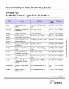 Assistive Devices Program, Ministry of Health and Long-Term Care  City Name