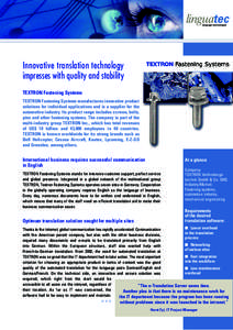 linguatec language technologies Innovative translation technology impresses with quality and stability TEXTRON Fastening Systems