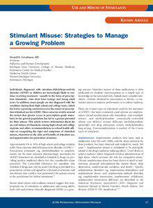 USE AND MISUSE OF STIMULANTS REVIEW ARTICLE