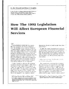 How The 1992 Legislation Will Affect European Financial Services