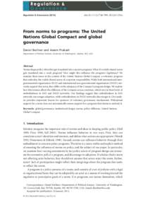 Regulation & Governance[removed]doi:[removed]j[removed]01130.x From norms to programs: The United Nations Global Compact and global