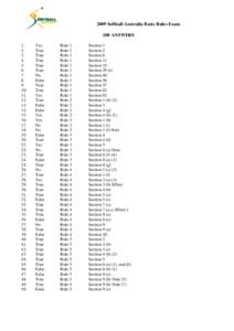 2009 Softball Australia Basic Rules Exam 100 ANSWERS.