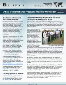 109 Mumford Hall[removed]http://intlprograms.aces.illinois.edu Office of International Programs Monthly Newsletter