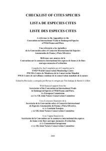 CHECKLIST OF CITES SPECIES LISTA DE ESPECIES CITES LISTE DES ESPECES CITES