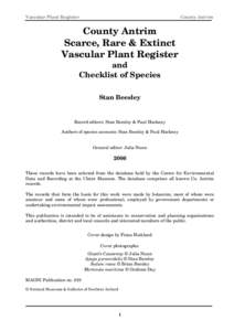 Vascular Plant Register  County Antrim County Antrim Scarce, Rare & Extinct