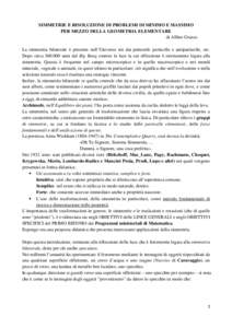 SIMMETRIE E RISOLUZIONE DI PROBLEMI DI MINIMO E MASSIMO PER MEZZO DELLA GEOMETRIA ELEMENTARE di Alfino Grasso