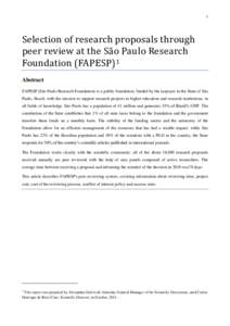 1  Selection of research proposals through peer review at the São Paulo Research Foundation (FAPESP)1 Abstract