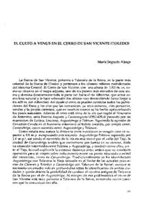 EL CULTO A VENUS EN EL CERRO DE SAN VICENTE (TOLEDO)  María Seguido Aliaga