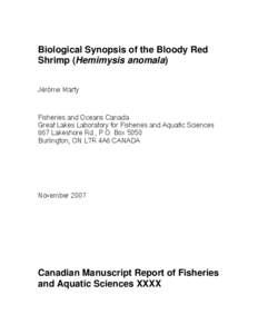 Biological Synopsis of Bloody Red Shrimp (Hemimysis anomala)