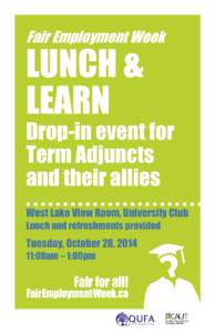 Fair Employment Week  LUNCH & LEARN  Drop-in event for