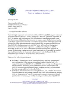 Galt Joint Union School District: Amendment 2, Race to the Top District Amendment Letter -- January 16, 2014 (PDF)