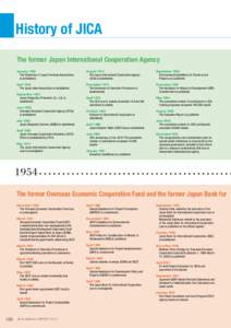 History of JICA The former Japan International Cooperation Agency January 1954 The Federation of Japan Overseas Associations is established.