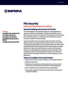 DATASHEET  File Security Audit and Protect Unstructured Data Unmatched Auditing and Protection for File Data Products