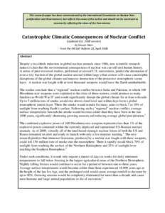 Catastrophic Climatic Consequences of Nuclear Conflict (Updated 2009 version)