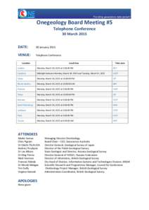    Onegeology Board Meeting #5  Telephone Conference  30 March 2015   