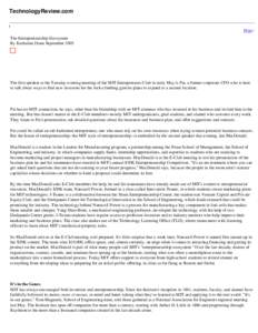 Lemelson Foundation / MIT Sloan School of Management / Higher education / Lemelson–MIT Prize / Entrepreneurship / Cambridge–MIT Institute / MIT Entrepreneurship Center / Massachusetts Institute of Technology School of Engineering / Massachusetts Institute of Technology / Education / Brontes Technologies