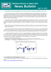 Statistics Bureau of Japan (SBJ)  News Bulletin April 10, 2013