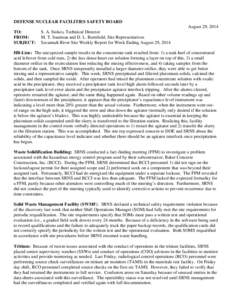 Savannah River Week Ending August 29, 2014