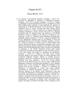 Chapter[removed]House Bill No[removed]An act relating to governmental operations; amending s[removed], F.S.; providing for videotaping of testimony in administrative hearings; amending s[removed], F.S., to conform; amending s