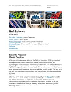The latest news from the North American Bikeshare Association  View this email in your browser  NABSA News