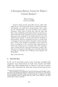 A European History Lesson for Today’s Central Bankers∗ Hanno Lustig UCLA and NBER Treasury bonds provide money-like services, while other bonds do not. These money-like services, which include safety