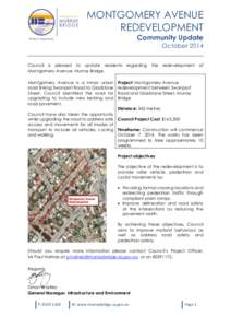 MONTGOMERY AVENUE REDEVELOPMENT Community Update October 2014 Council is pleased to update residents regarding Montgomery Avenue, Murray Bridge.