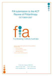 Microsoft Word - FIA submission to ACT Review of Philanthropy Oct 2007