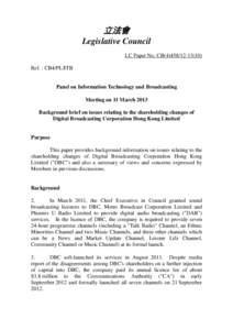 立法會 Legislative Council LC Paper No. CB[removed]Ref. : CB4/PL/ITB  Panel on Information Technology and Broadcasting