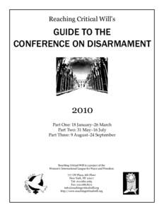 Reaching Critical Will’s  GUIDE TO THE CONFERENCE ON DISARMAMENT  2010