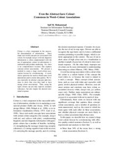 Even the Abstract have Colour: Consensus in Word–Colour Associations Saif M. Mohammad Institute for Information Technology National Research Council Canada. Ottawa, Ontario, Canada, K1A 0R6