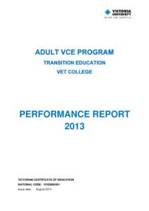Adult VCE Program 2013 report