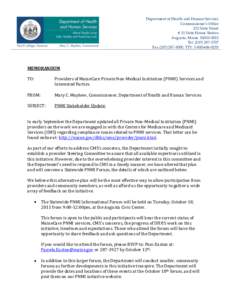Department of Health and Human Services Commissioner’s Office 221 State Street # 11 State House Station Augusta, Maine[removed]Tel: ([removed]