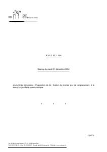 A V I S N° 1.504 ----------------------- Séance du mardi 21 décembre 2004 ------------------------------------------------